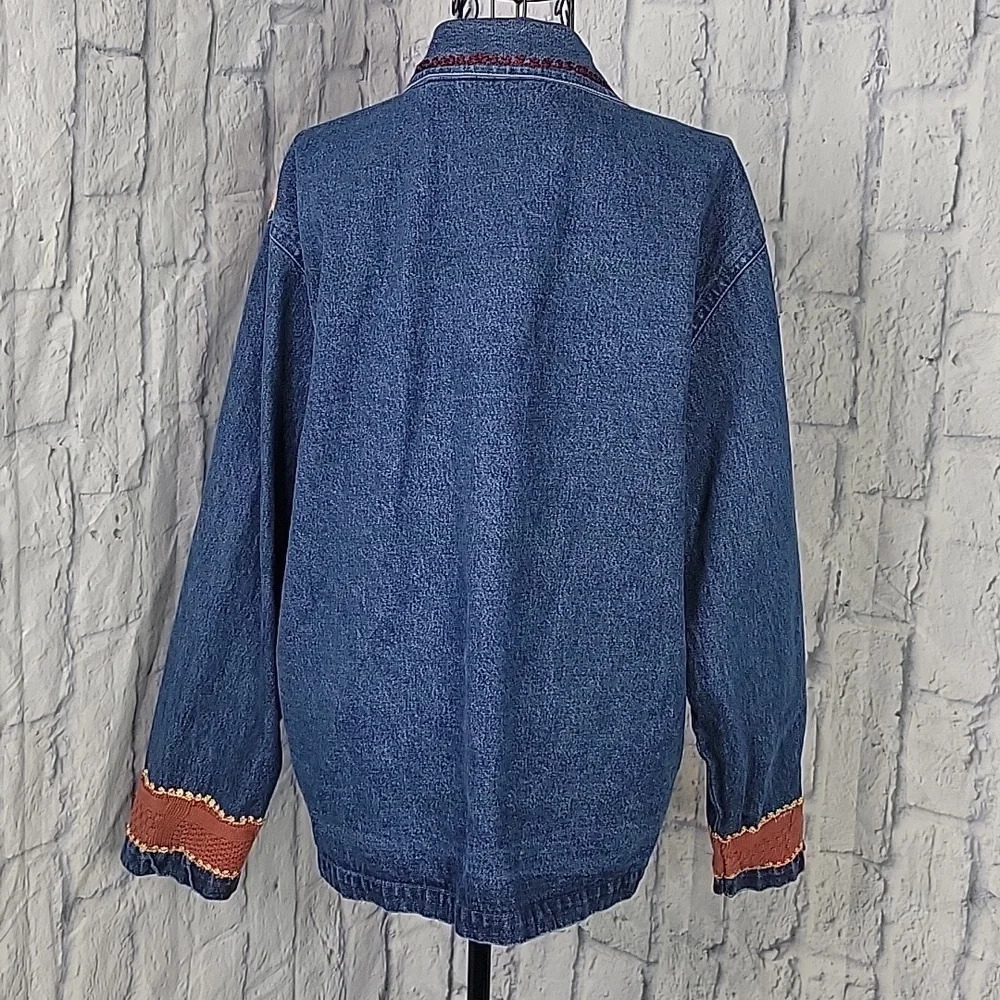 NEW DIRECTIONS Embroidered and Crochet Patches Fall‎ Denim Jacket Small - Picture 6 of 7